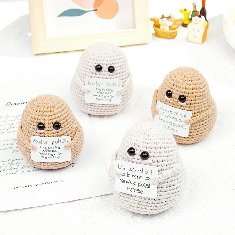 Funny Big Butt Positive Potatoes Dolls With Card Home Decoration Crochet Potato Doll Room Decor Christmas Birthday Party Gift