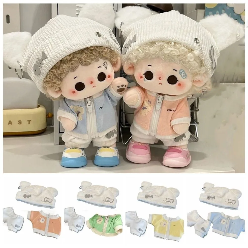 Cat Jacket 20cm Cotton Doll's Clothes Fishbone Pants Cotton Doll Outfit Multi Color Cute Hat Doll Clothes Set Kids Girls Toys