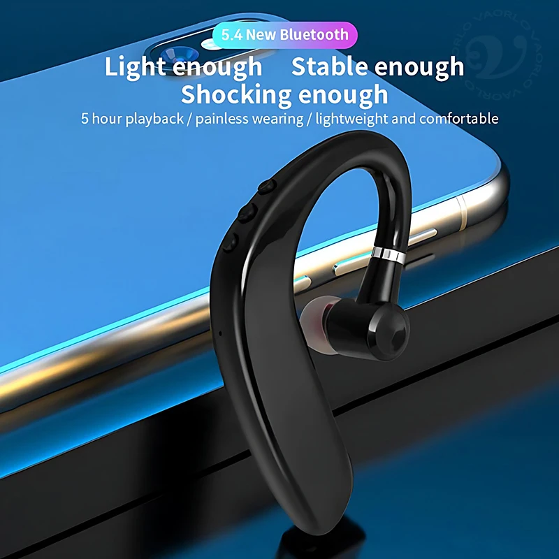 S109 Wireless Bluetooth 5.4 Universal Hook Earphone Sports Business Single Ear Headset Handsfree Headphone With Mic Smartphone 5