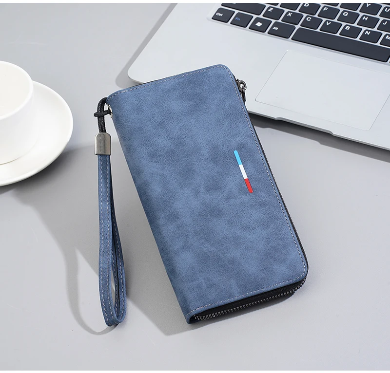 Neue lange Herren-Geldbörse mit Reißverschluss, mehrere Kartenfächer, großes Fassungsvermögen für Telefon und Münzen, hochwertiger männlicher Clutch-Stil – Detail 16