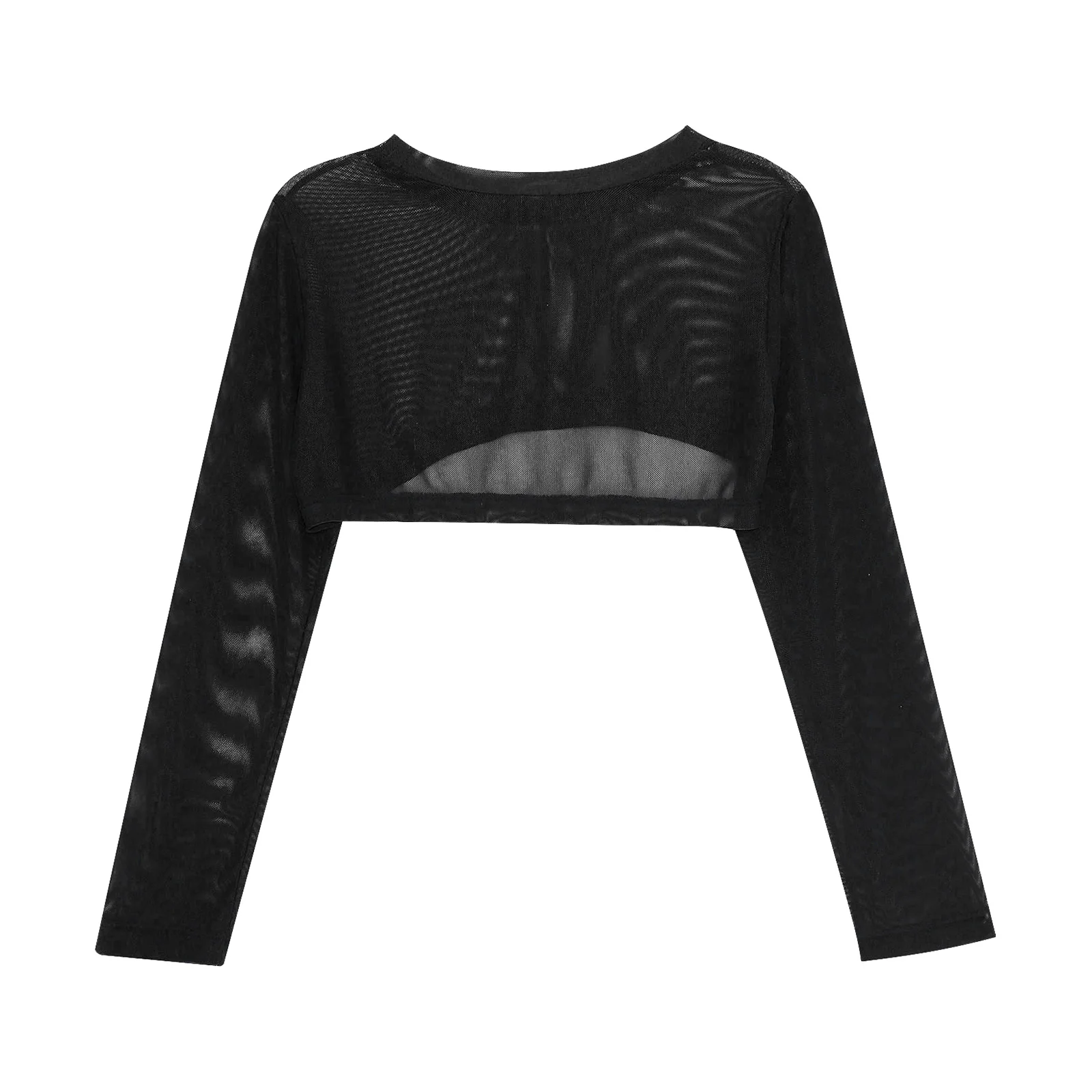 Kids Girls Swim Tops Mesh Swimwear Crop Top Long Sleeves Sun Protection Beach Cover Up Tops Beachwear Sunproof Cover Up Top