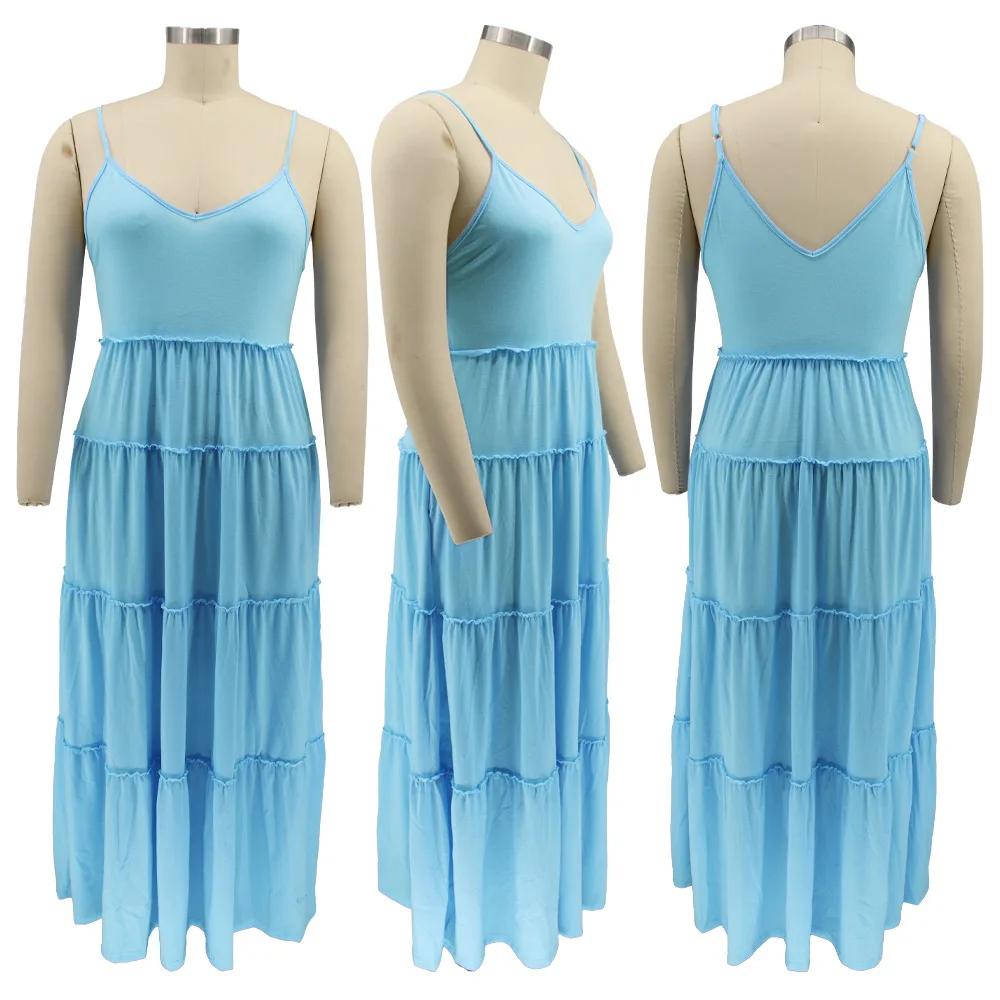 Plus Size Solid Loose Dress Women Sleeveless Elegant Pretty Cloth Female Casual Wide 5xl Robe 2023 Summer Sale New In Dress