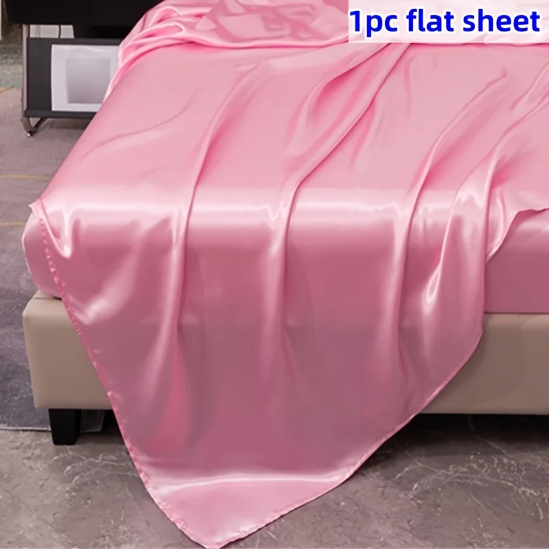 Sábana plana de satén, sábanas suaves y suaves de Color sólido de calidad para Hotel, adecuada para camas matrimoniales XL Queen, decoración de dormitorio, 1 ud.
