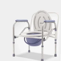 Adult Potty Chair Steel Handicapped Folding Portable Commode Chair Height-adjustable Elderly Commode Chair 1