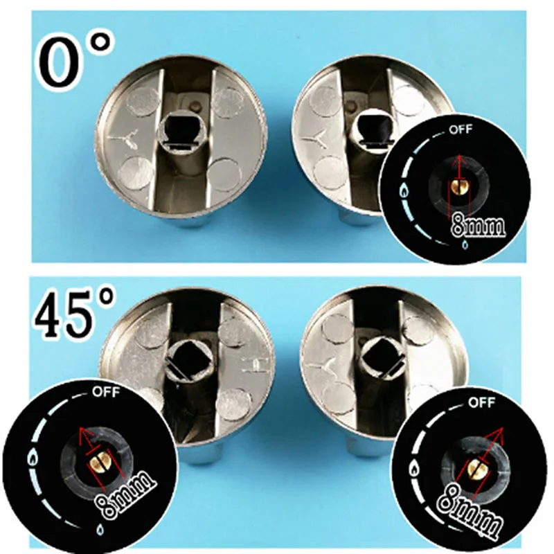 Rotary Switch 2Pcs Universal Metal Rotary Switch Control Knobs 6Mm/8Mm Replacement For Household Kitchen Cooker Gas Stove Oven Accessories New