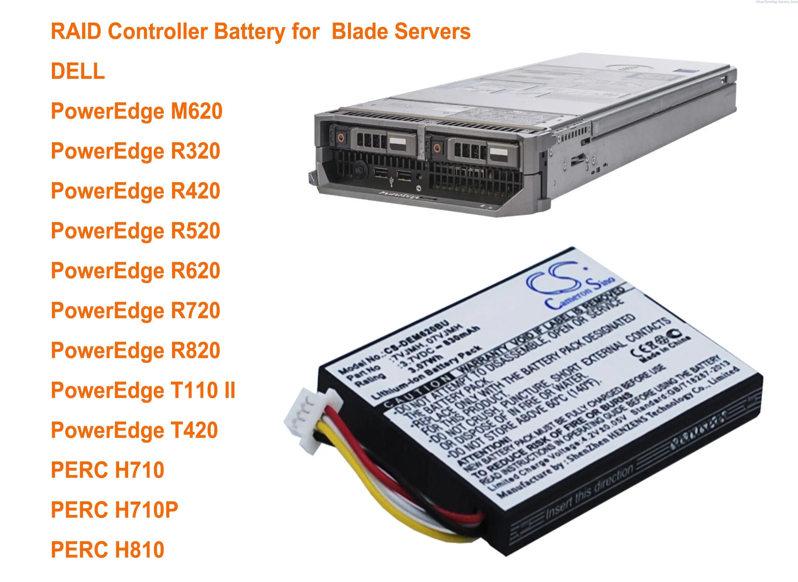 Cameron Sino 830Mah Batteria 7Vjmh Per Dell Perc H710, H710P,H810,Poweredge M620, R320,R420,R520, R620, R720, R820, T110 Ii, T420