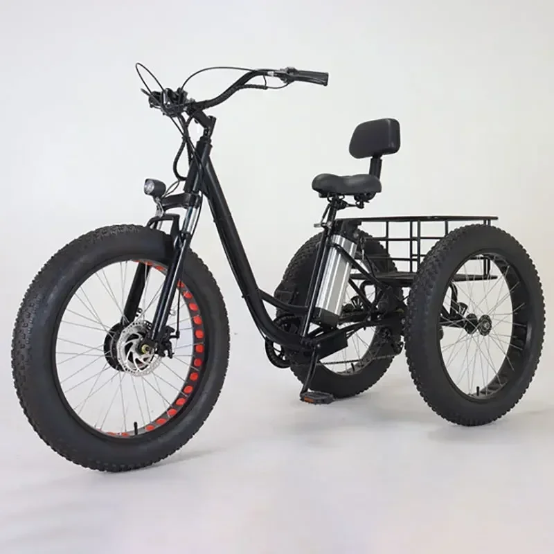 lightweight Electric Tricycle Hybrid Moped 20 Inch 3 Wheel Bike With Basket For Elderly People
