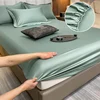 High End Egyptian Cotton Fitted Sheet Solid Color Bed Linen Sheets Elastic Band Mattress Cover 400TC Soft Breathable 140/160/180 1