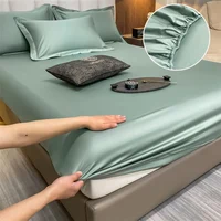 High End Egyptian Cotton Fitted Sheet Solid Color Bed Linen Sheets Elastic Band Mattress Cover 400TC Soft Breathable 140/160/180 1