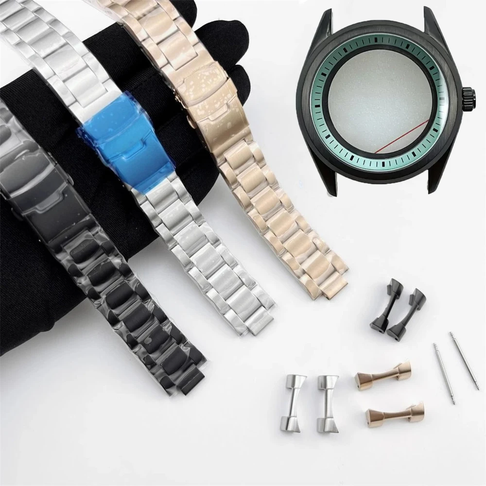 

22mm Silver/Rose Gold/Black Stainless Steel Watch Strap Butterfly Buckle Watchband for SKX007 Mechanical Watch Replacement Parts
