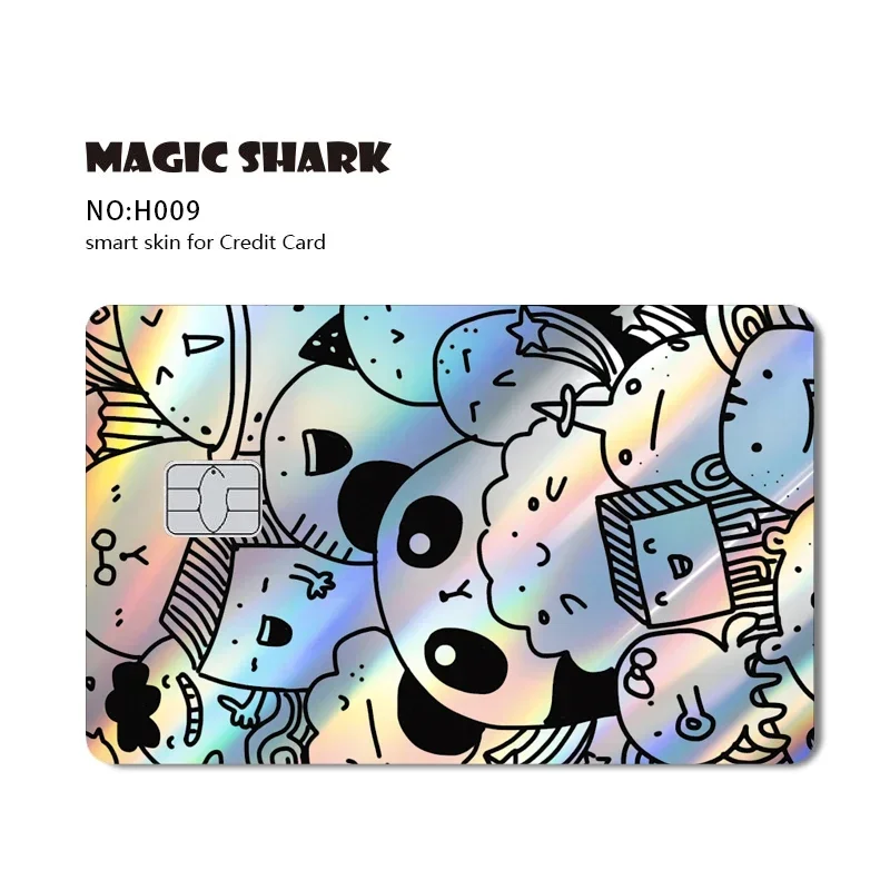 Skull Panda Hunter Blue Dragon Holographic Card Sticker Skin