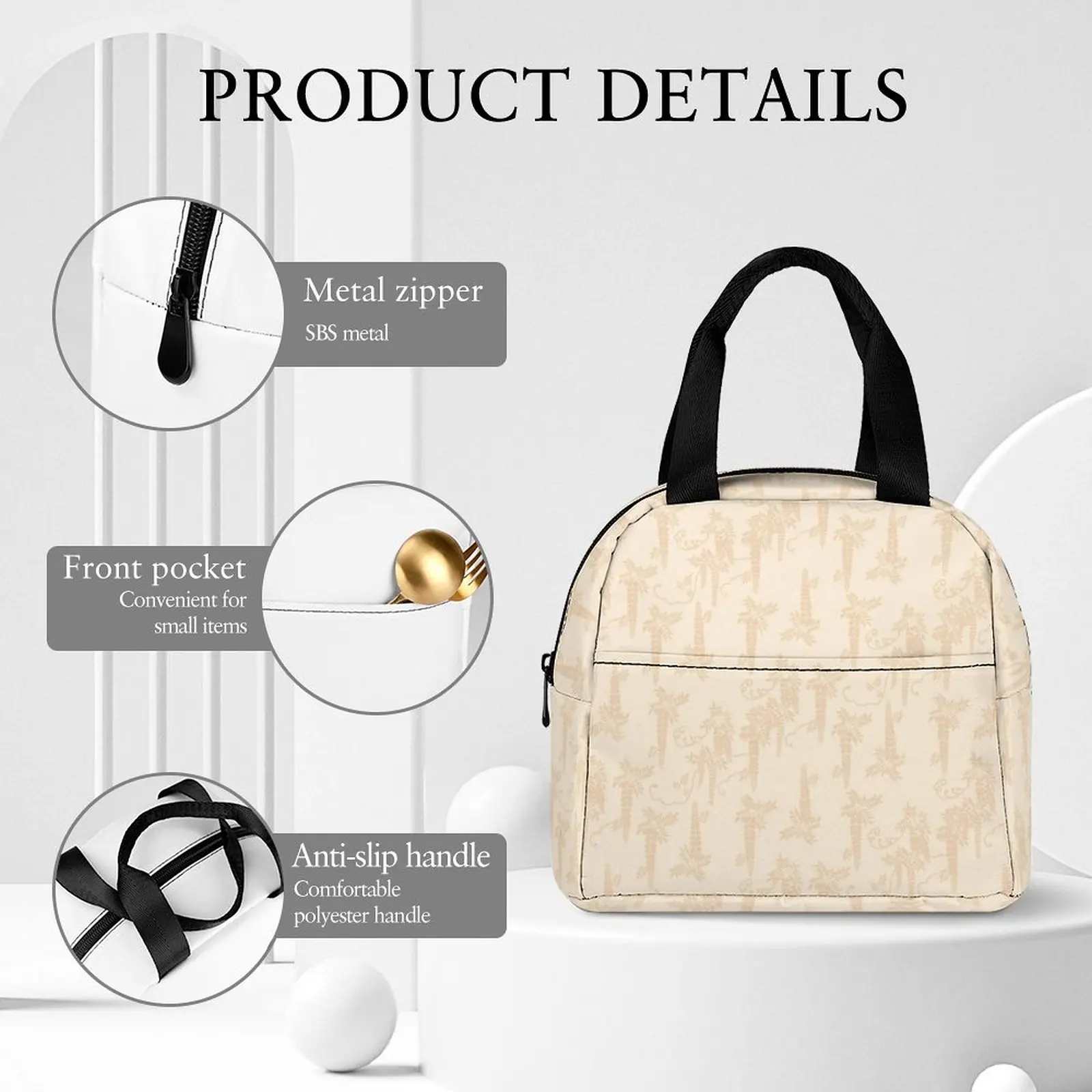 Custom Pattern Pattern Print Girls Portable Thermal Food Picnic Bags Meal Bag Travel Camping Picnic Bag Add Your Picture Print