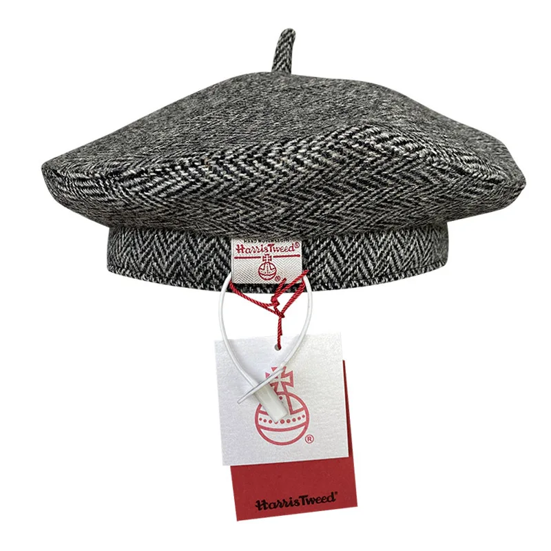 100% Reine Wolle Harris Tweed Baskenmütze | Retro-Stil Malerhut für Damen Herbst-Winter Mode-Accessoire Luxuriöse Kopfbedeckung – Detail 2