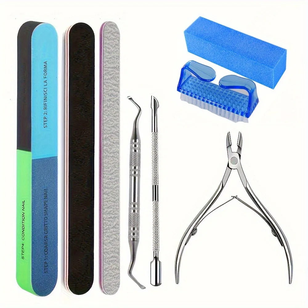 Professional 8-Piece Nail Care Kit - Deluxe Manicure Set with Cuticle Tools and Tweezers - Unscented