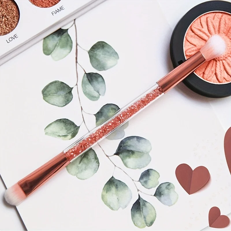 Description Picture 5 of itemDouble Head Eye Shadow Brush Halo Dye Makeup Brush Pink Crystal Handle Soft Hair Eye Beauty Tool Single Color Makeup Brush