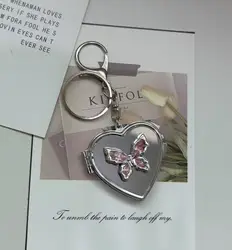 Butterfly Love Double - Sided Folding Portable Makeup Mirror Keychain Pendant (Little Butterfly Pin)