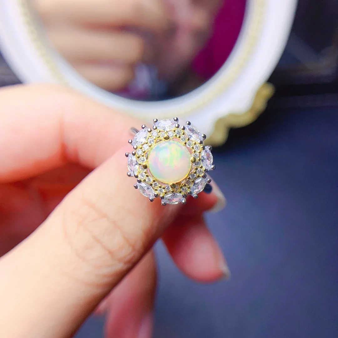 

Opal Ring Silver 925 Ring Engagement Rings for Women Luxury Gemstones Jewelry Gems New in Rings Wedding Adjustable Fine