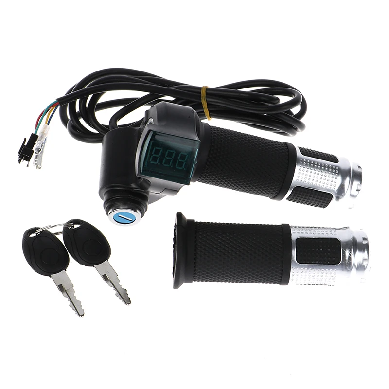 Universal Electric Bike Twist Throttle with LCD Display and Handle Grip (12-96V)