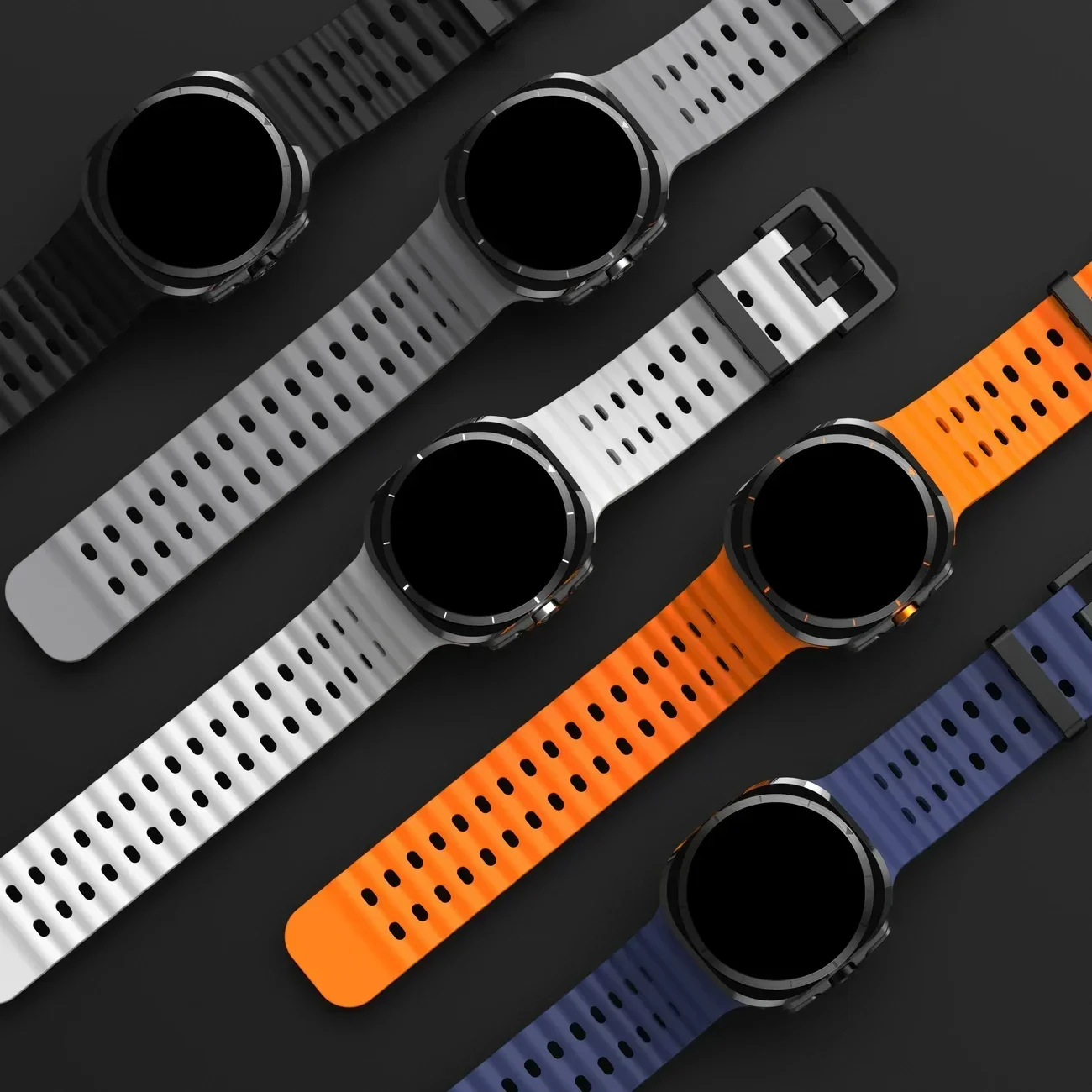 Premium Silicone Ocean Sport Strap for Smartwatches - No Gaps Design
