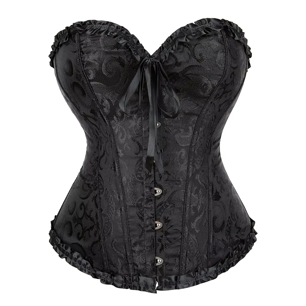 European and American court style corset jacquard lace back strap adjustable waist molding belly supporting bone shapewear 8111