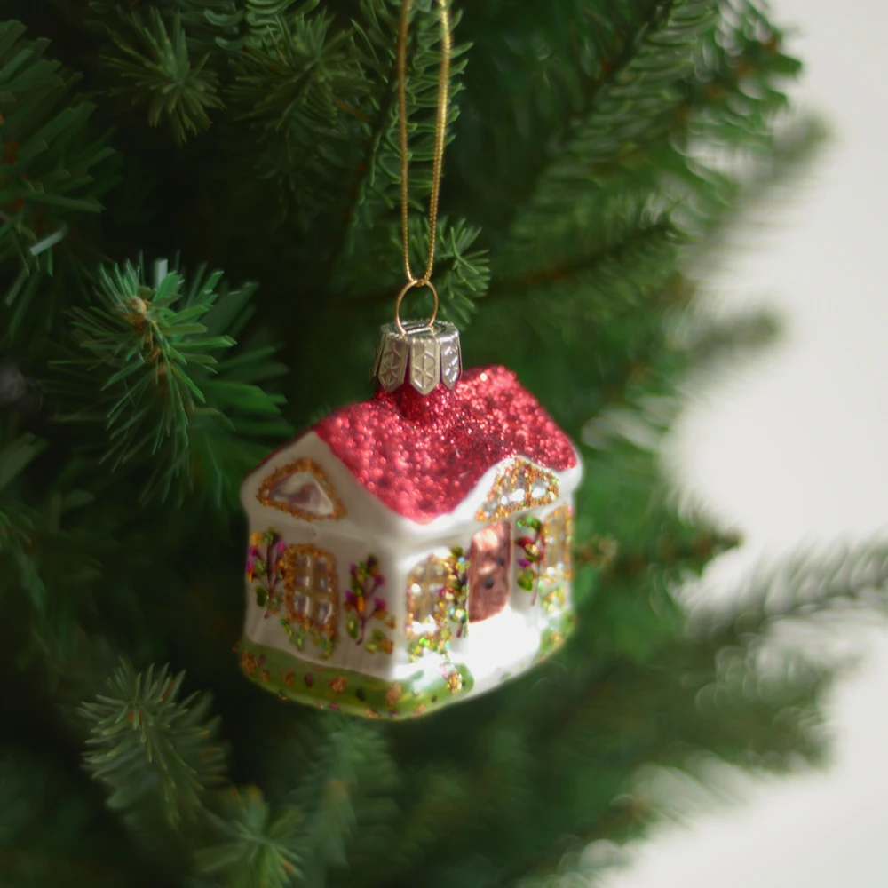 Christmas House Tree Ornaments Glass Decorations for Home New Year Party 2023 Nativity Glass Christmas Toys