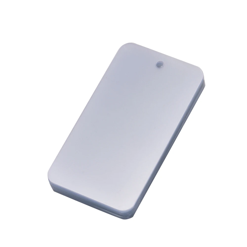 50 Teile/los Blank Matte PVC Tags Kunststoff Abdichtung Hängen Kleidungsstück Klar Kunststoff Mit Loch Matt Für Schmuck Dekorieren – Detail 5