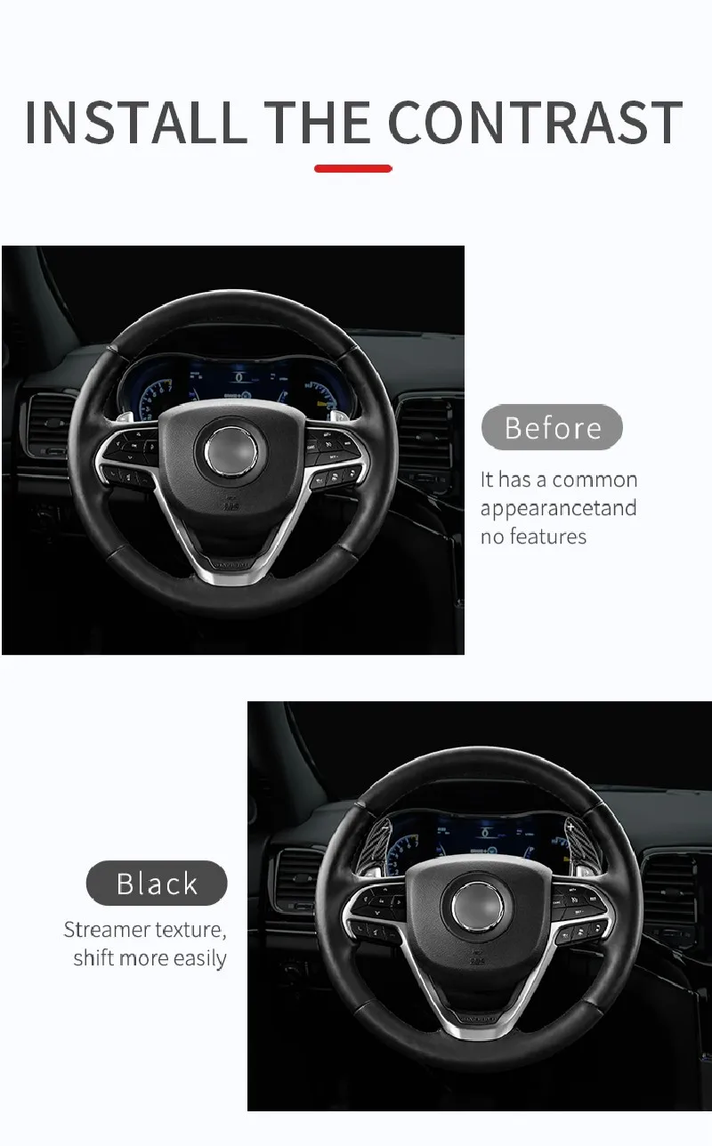 Carbon Fiber Steering Wheel Extension Shift Paddle Shifter For Jeep Grand Cherokee Dodge Charger Challenger Durango 2014-2020