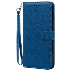 Premium Flip Wallet Case for Samsung Galaxy - Elegant Protection Cover (Navy blue -Strap)