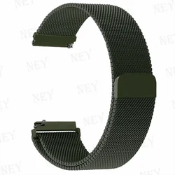 Sporty Milanese Loop Bracelet Strap, 20mm/22mm - Universal Fit - 20MM watch band (Olive 18)