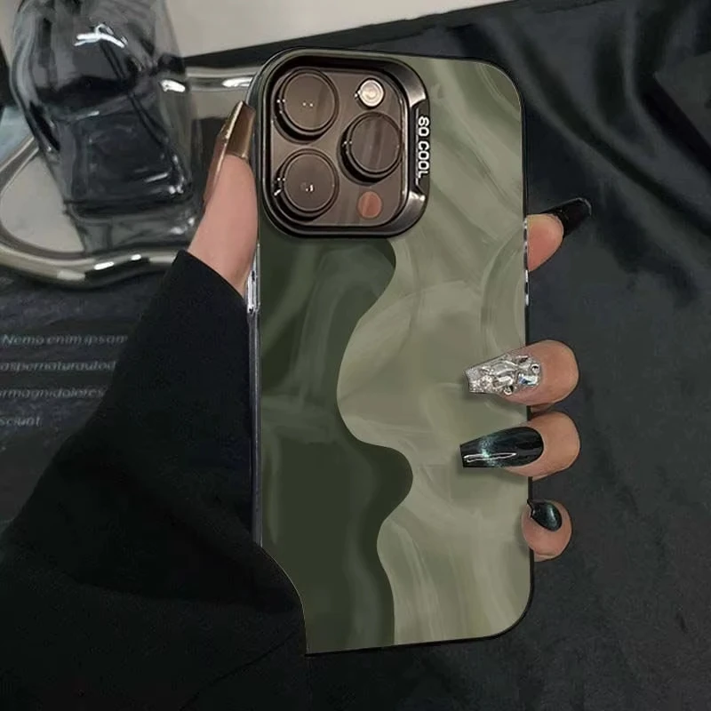 Elegant Frosted Green Shockproof Phone Case with Enhanced Protection