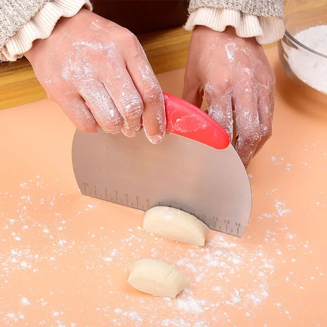 Coupe-pâtisserie en acier inoxydable, grattoir à farine, échelle de hachoir, pâte à Pizza, coupe-pain, accessoires de cuisson, outil de cuisine 1/4 pièces 2