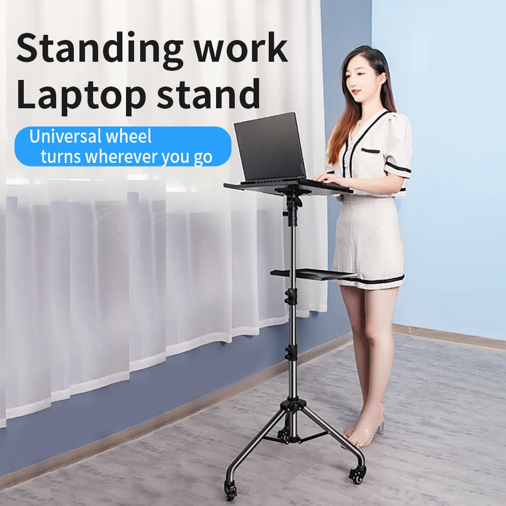 145cm Projector Tripod Stand Laptop Tripod Adjustable Height 23 to 63" Standing Desk Outdoor Computer Desk Stand for Studio