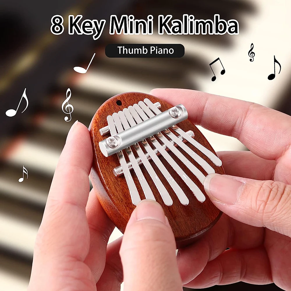 

8 Key Mini Finger Thumb Piano with Accessory Pendant Gift, Exquisite Finger Piano Ornaments Gift