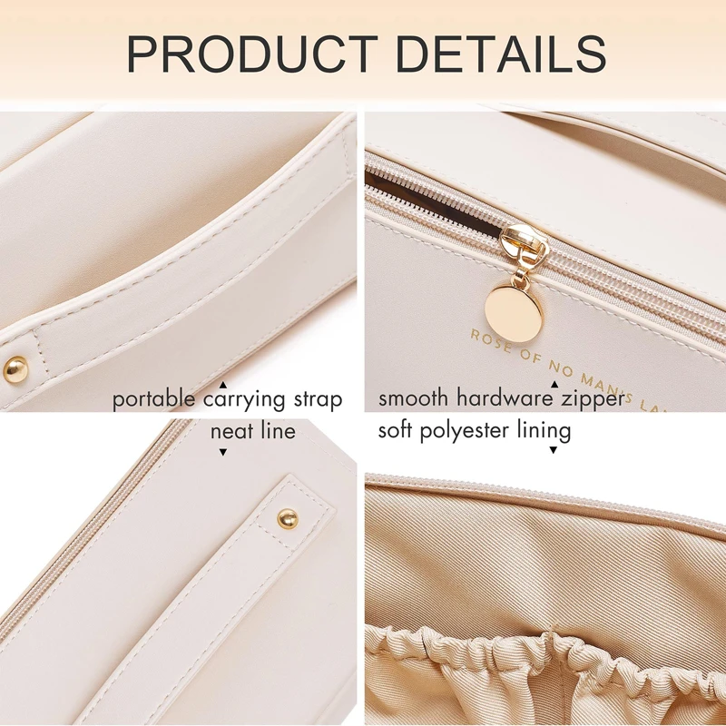 Borsa per cosmetici da viaggio grande per donna Organizzatore per trucchi in pelle Borse per kit da toilette femminile Custodia per trucco Custodia per signora di lusso - immagine 3
