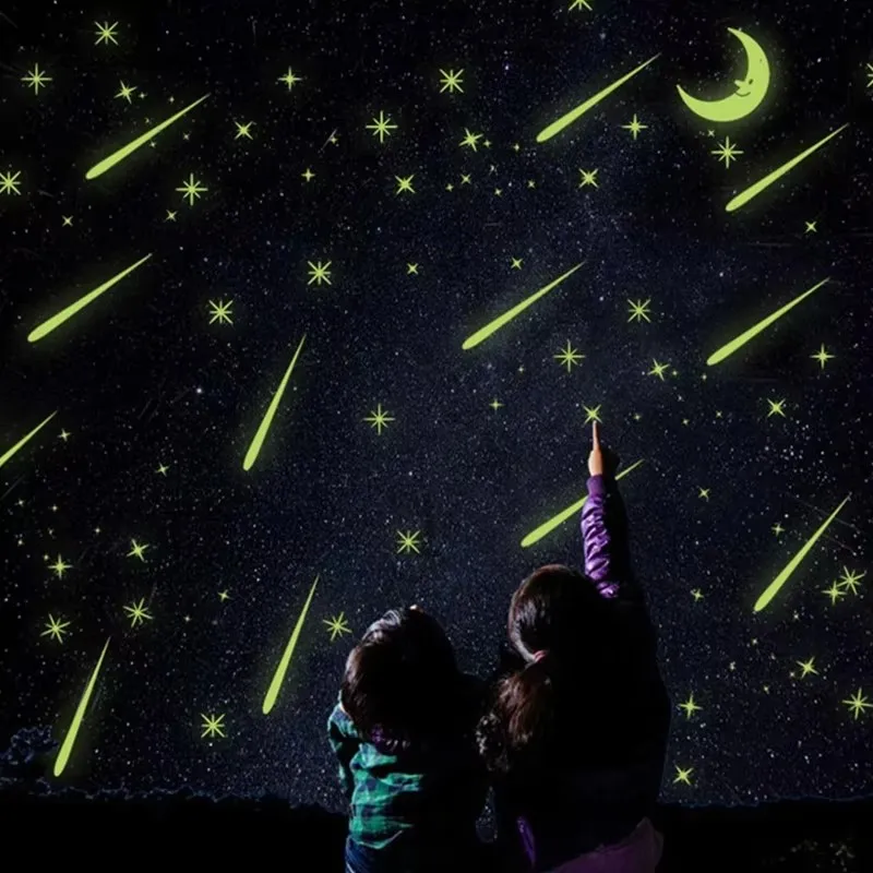 Creative Luminous Wall Stickers Meteor Showers Glow in the Dark Stars Sky For Home Bedroom Living Room Background Decorations