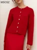 MSCSZ Spring Autumn Knitted Cardigan Sweater With Gold Buttons Elegant Women Knit Sweater Jackets Cropped Cardigan Fall Winter