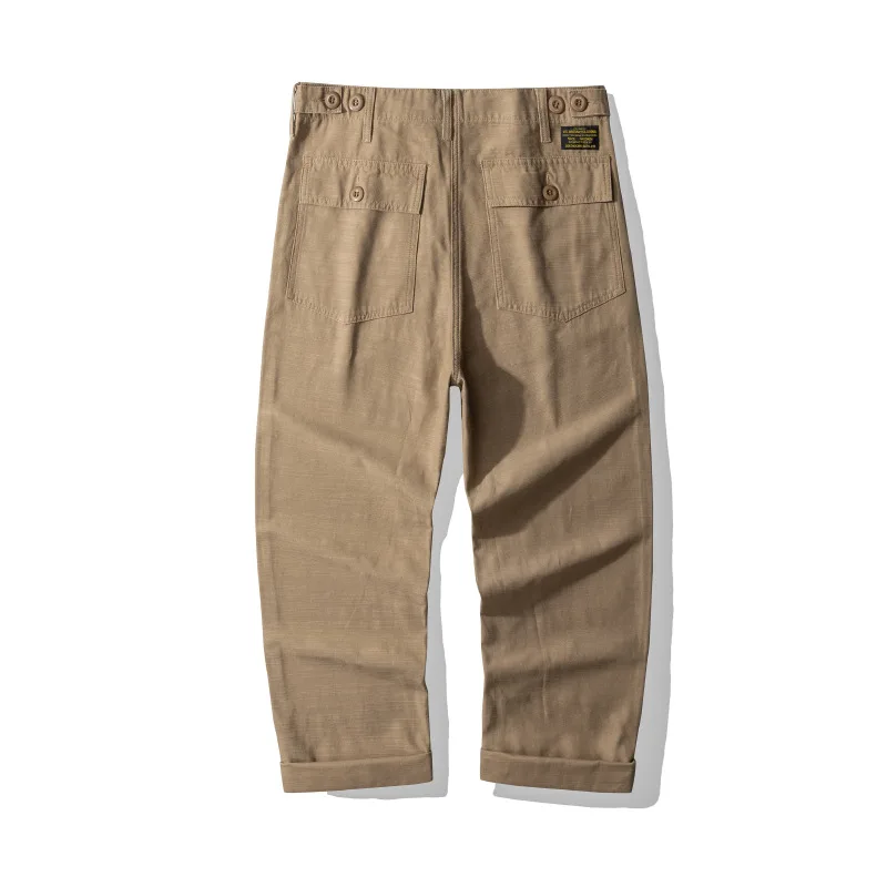OKONKWO-American Retro Long Workwear Pants, Casual Trousers, Satin, Thick, OG-107, Outdoor Camping, Travel, Sports