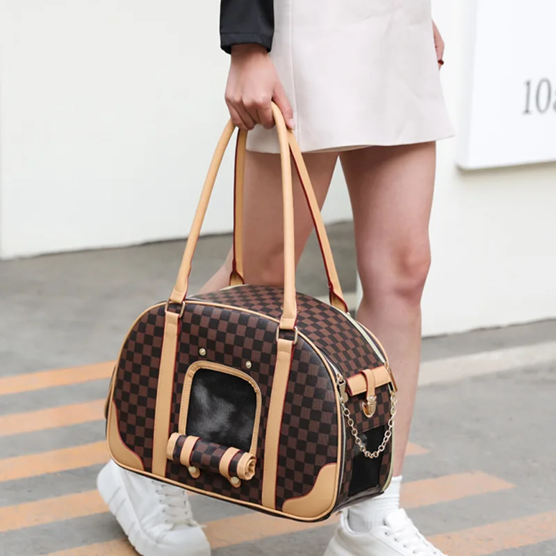 

Pet Backpack, One Shoulder Fashion Breathable Portable Cat Bag,Large Capacity Checkerboard Large Capacity Handbag