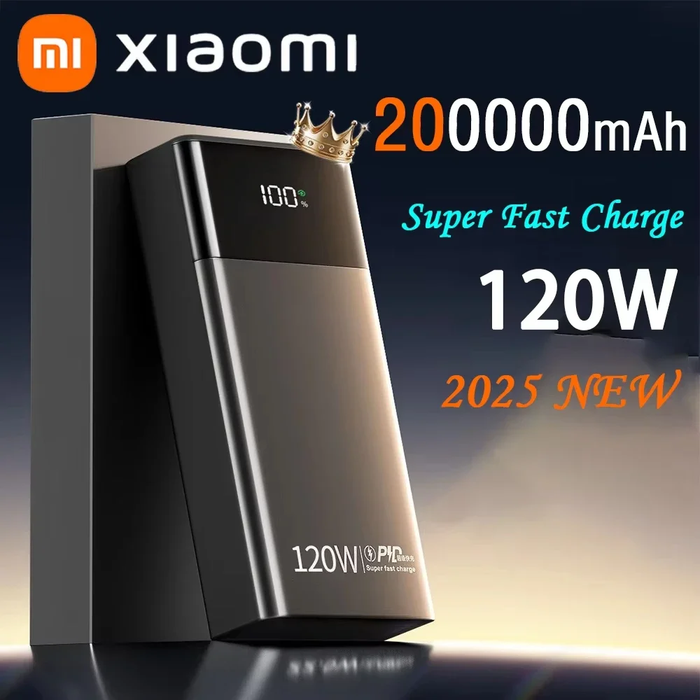 デジタルディスプレイ付きパワーバンク,200000mAh, 120W Xiaomi-大容量デジタルディスプレイ付きパワーバンク,120W,超高速充電