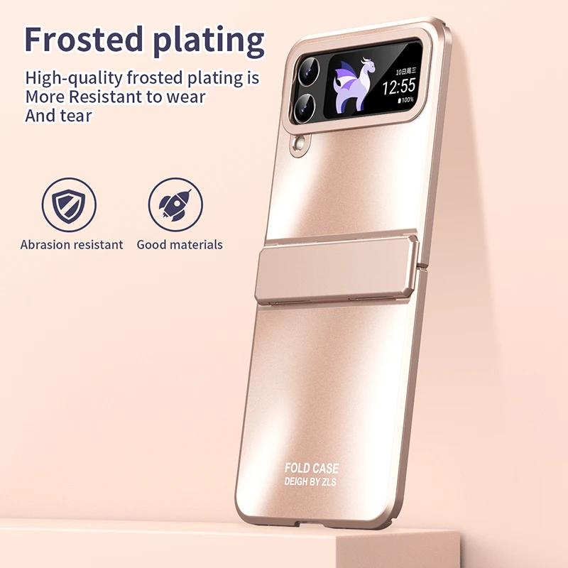 

Starry Sky Solid Color Plating Hinge Cases For Samsung Galaxy Z Flip 3 4 Folding Screen All-inclusive Anti-fall Protection Cover