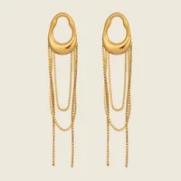 Chaîne à pampilles en métal en acier inoxydable, longues boucles d'oreilles suspendues pour femmes et filles, usage quotidien, bijoux tendance recommandés 1