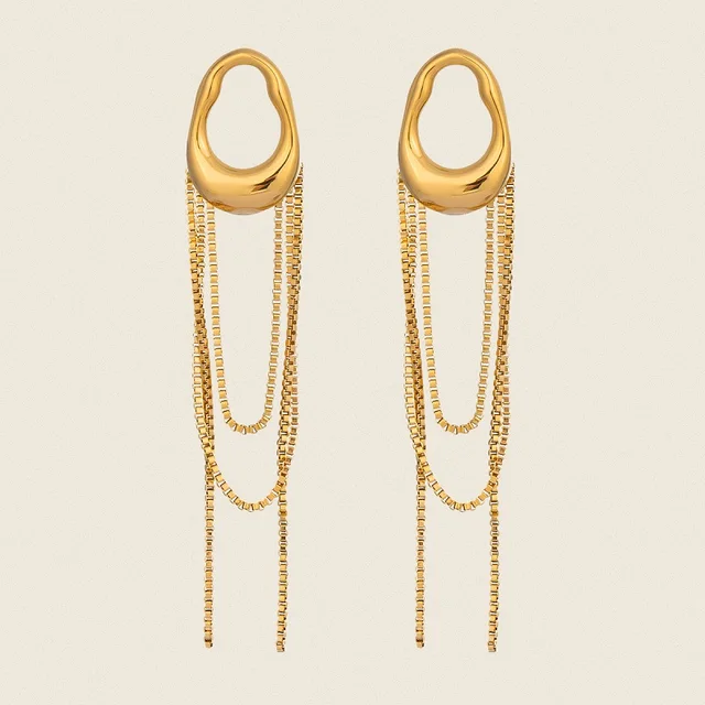 Chaîne à pampilles en métal en acier inoxydable, longues boucles d'oreilles suspendues pour femmes et filles, usage quotidien, bijoux tendance recommandés 1
