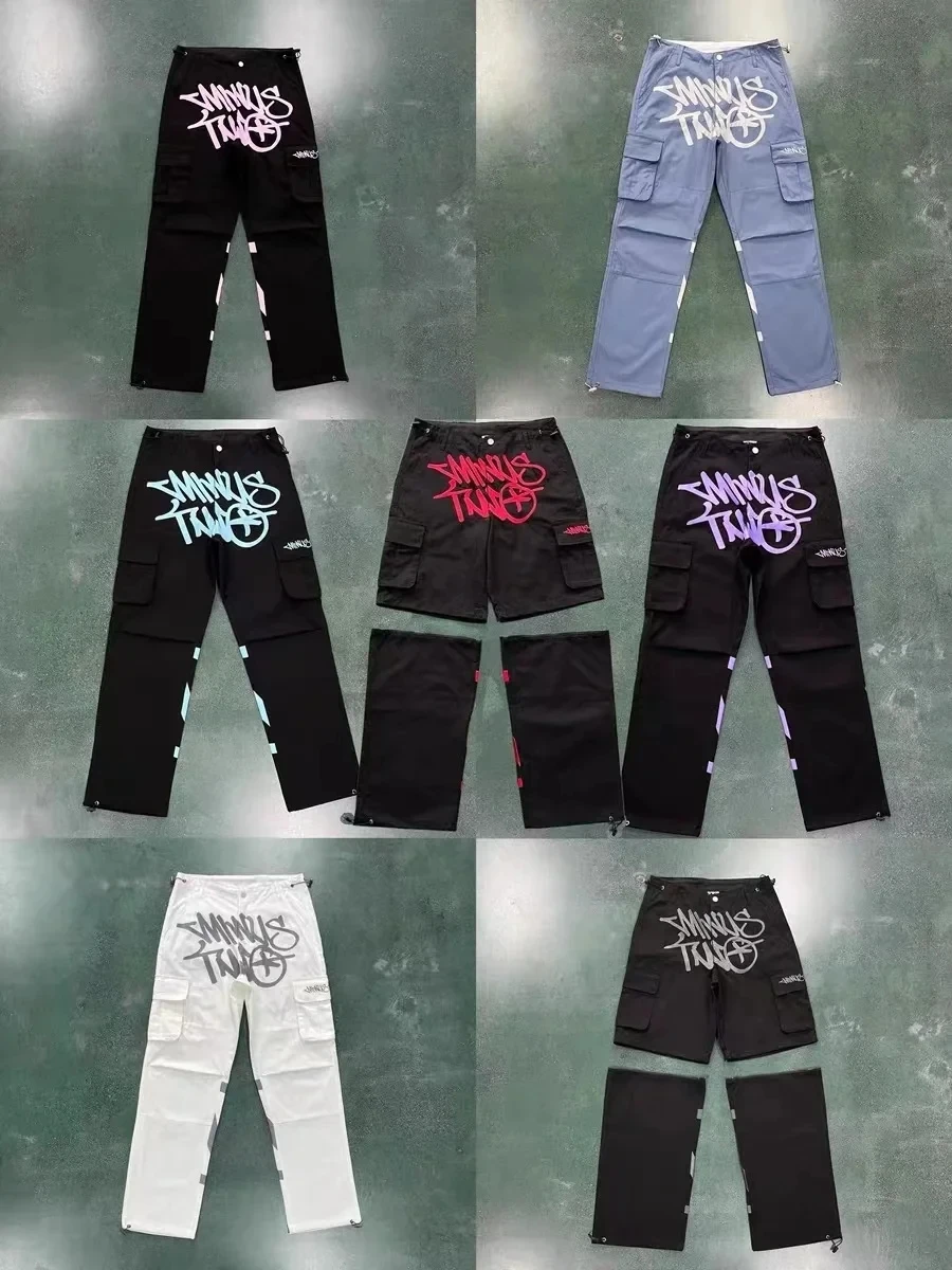 

Minus Two Cargo Pants Y2k Vintage Cargo Pants Men Loose Streetwear Fashion Multi Pocket Wide Leg Jeans Y2k Hip Hop Workwear