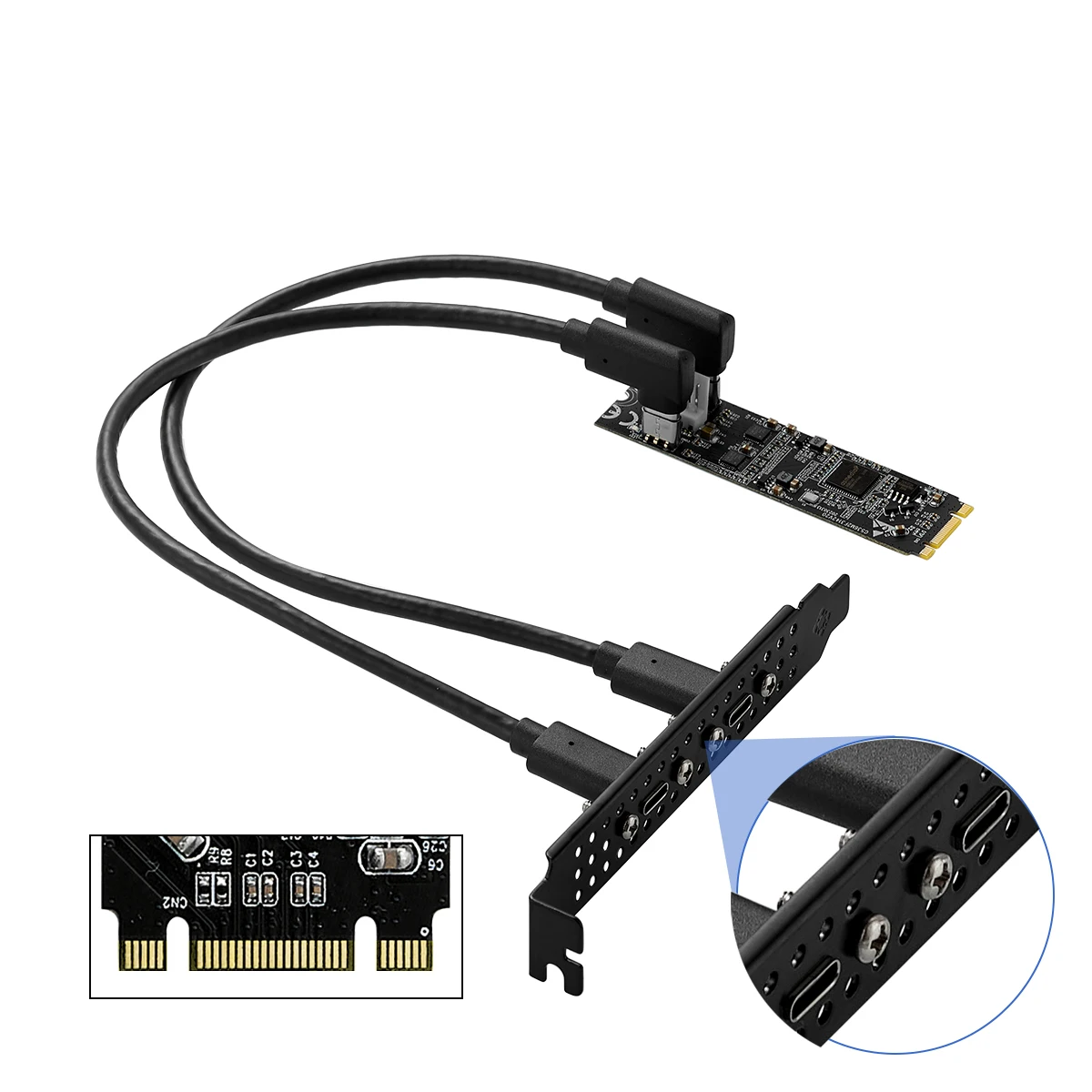 Iocrest Tipo-c Host Controller Card Data Transfer Riser Usb 3.2 Gen2 10 Gbps 22x60 b Chave m Key M.2 a Portas Asm3142 - Imagem 6