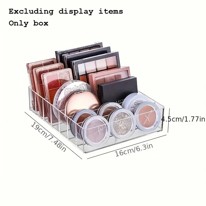 7-Compartment Clear Plastic Makeup Organizer Lipstick & Eyeshadow Holder Cosmetic Storage Tray Bathroom Essentials