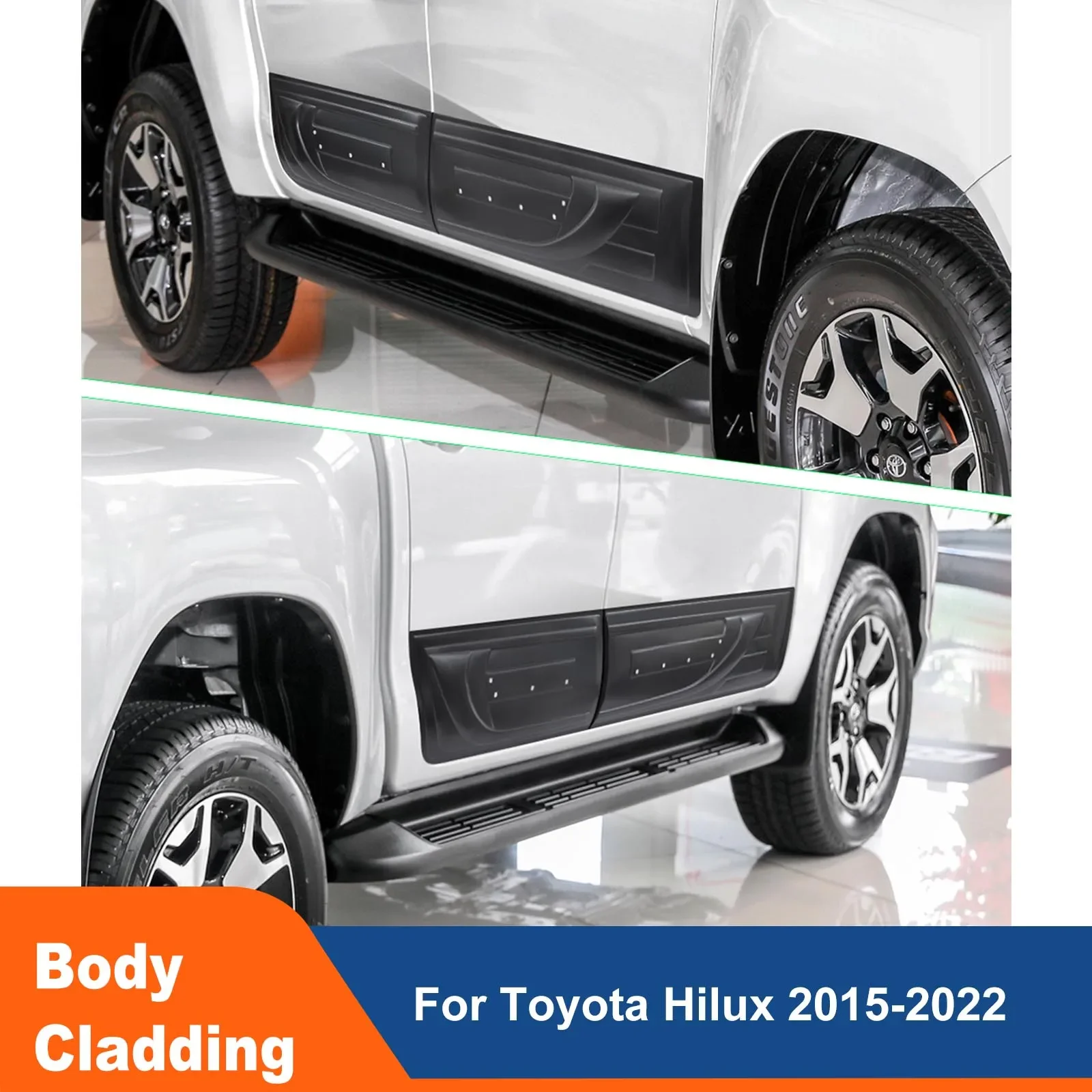 4 двери матовая черная фотозащита боковой двери для Toyota Hilux 2015-2022 4x4 аксессуары для стайлинга автомобилей