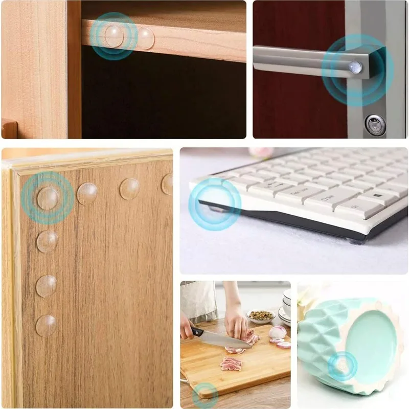 Self-Adhesive Door Stop Rubber Damper Pads Furniture Drawer Floor Anti-collision Silencer Protective Pad 500/50pcs