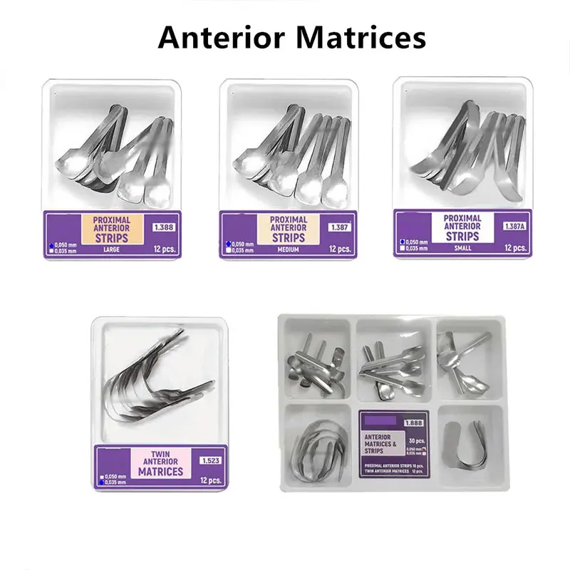 Proximal Anterior Strip Dental Sectional Contoured Matrices System Anterior Matrix Band Ring Wedges Holder Twin Anterior Matrice dental transparent matrices 30pcs box sectional contoured dental matrices polyester matrix pre shaped dental restoration matrice