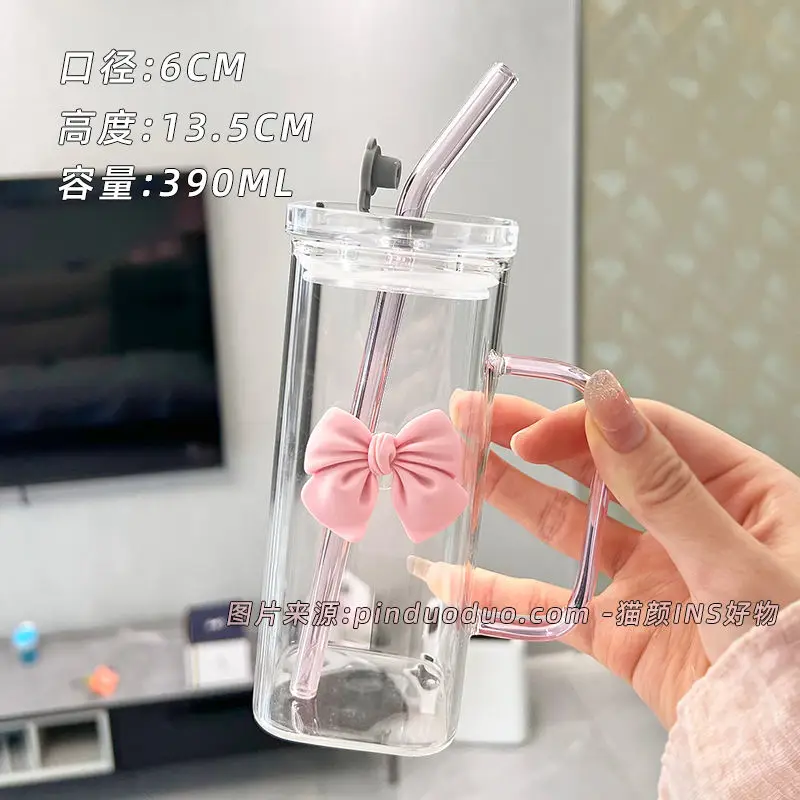 Yetene Coquette Bow Tasse Esthétique En Verre Avec