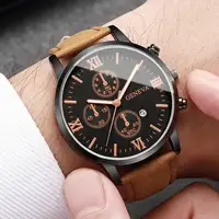 1/2PCS Fashion Roma Dial Men Business Watches Calendar Quartz Watch Leather Band Male's Wristwatches Reloj Hombre（Without Box） 4
